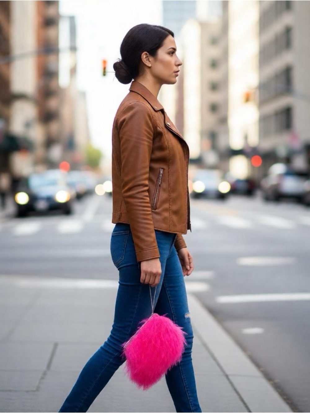 Patricia Nash Hot Pink Tibetan Lamb Fur Wristlet w/COA